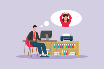 Affection in Office Concept. Colored flat vector illustration isolated