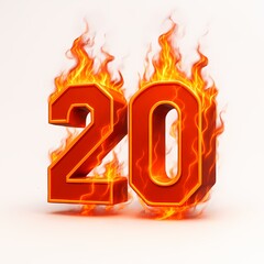 Number Twenty with Fire Effect