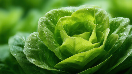Captivating close-up of fresh green lettuce nature macro photography