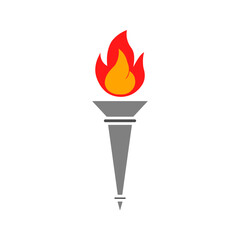 Torch flame icon flat style isolated on white background. Vector illustration
