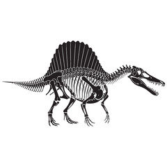 Preserving primal design – Spinosaurus skeleton silhouette and expressive Spinosaurus skeleton vector – dinosaur skeleton silhouette

