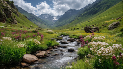 Nature exploration scenic river valley mountain landscape daylight