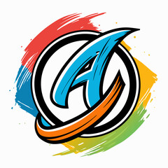 Hand-Drawn Brushstroke Logo on White Background, Artistic Creative Branding, Painted Illustration Style, Unique Business Identity, Vector-Ready Design