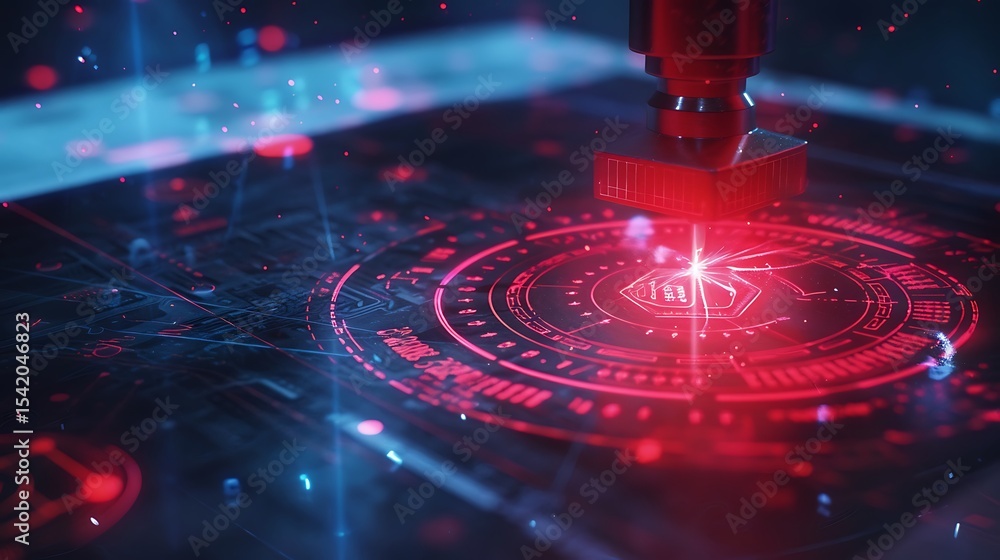 Poster close-up view of a futuristic technological interface.