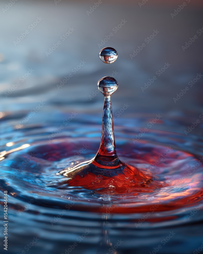 Aufkleber elegant water drop creating ripple effect in colorful fluid background