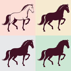 set of horse silhouettes