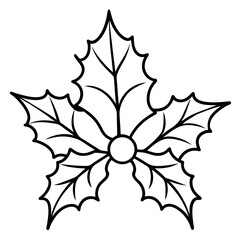 Holly Leaves line art vector