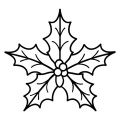 Holly Leaves line art vector
