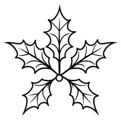 Holly Leaves line art vector