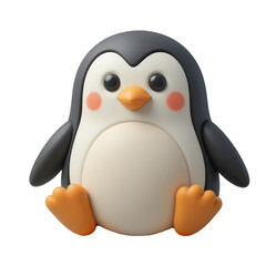 Obraz premium 3D style penguin figurine with a smooth, rounded body and a plastic texture, plastic penguin toys