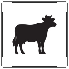 Cow Silhouette - Simple Black Cow Icon Design - Farm Animal, Livestock Vector, Cattle Logo, and Agricultural Illustration