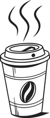 Steamy Coffee Cup Black and White Round vector Icon