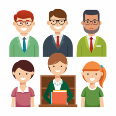 Fototapeta premium Teacher in Front of Board Icon on White Background, Classroom Education, Teaching Activity, School Lesson, Academic Instruction, Vector Illustration