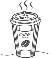 Coffee cup vector icon illustration of hot beverage takeaway drink with steam 