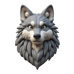 3D plastic style icon of a majestic wolf