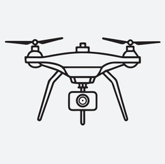 line art drone with camera silhouette vector art illustration