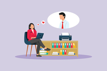 Affection in Office Concept. Colored flat vector illustration isolated