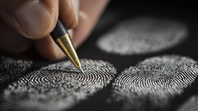 Identity, conceptual image. Finger print and DNA (deoxyribonucleic acid) scan illustrating physical evidence of human identity.