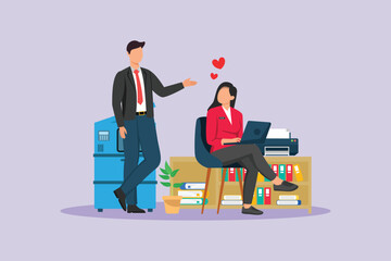 Affection in Office Concept. Colored flat vector illustration isolated