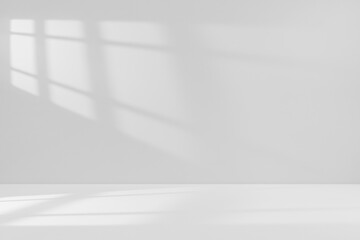 Shadow Light Window overlay Sunlight on Concrete Wall Interior background and Reflection floor perspective, Product Display Design Background