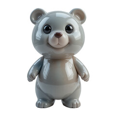 Naklejka premium A 3D Blender-style bear figurine with a chunky, rounded shape and a smooth, glossy plastic finish