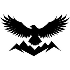 Obraz premium Eagle in flight logo icon illustration for mountain view and patriotic nature theme