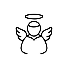 Black Outline Angel Wings Halo Simple Icon Handmade Muertos Design Element vector