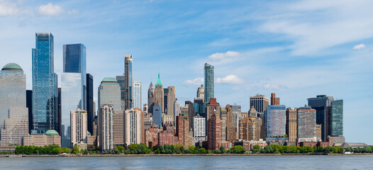 New York, NYC United States. View of New York city skyline in Midtown Manhattan. USA, NYC, NY, Manhattan. American financial capital city. Lower Manhattan skyline. New York from New Jersey. Downtown