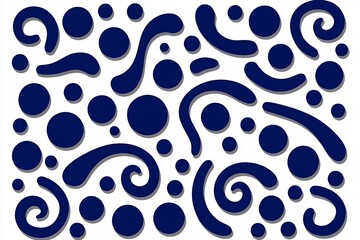 Obraz premium Abstract Navy Blue and White Organic Shapes Pattern