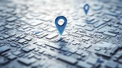 A blue map pin on a white map background. The pin is blue and circular, with a shadow effect. The map is detailed with various shapes and lines