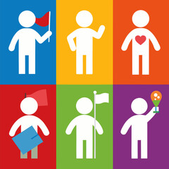 Person holding flag isolated on white background, realistic illustration representing achievement, victory, leadership, celebration, teamwork, and success in events or competitions.