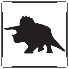Dinosaur  Silhouette - Simple Black  Dinosaur Icon - Prehistoric Animal Vector, Fossil Logo, and Jurassic Illustration