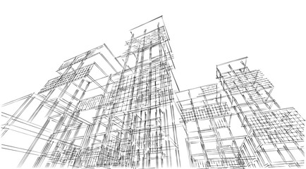 Fototapeta premium abstract architecture frame construction 3d illustration