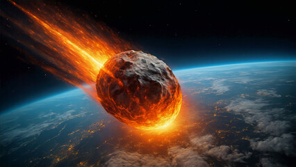 Fiery Asteroid on Collision Course with Planet Earth