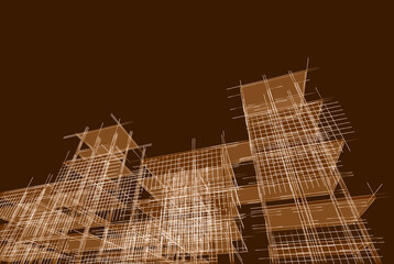 abstract architecture frame construction 3d illustration