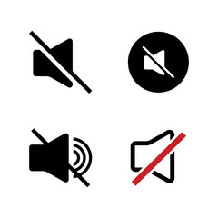 Set of Audio Mute Symbols – Speaker Disable Vector Elements