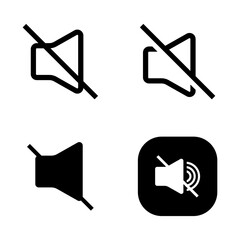 Set of Audio Mute Symbols – Speaker Disable Vector Elements
