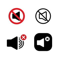 Set of Audio Mute Symbols – Speaker Disable Vector Elements