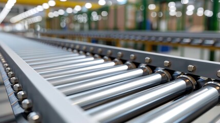 3d visualization showcasing an automated conveyor line within a modern manufacturing environment