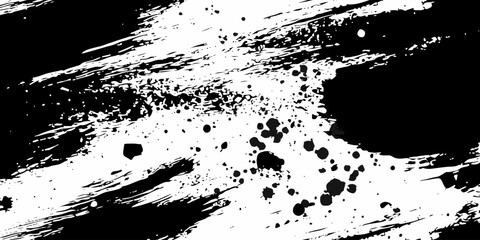 Abstract black paint splatter on white background Vector format grunge scratches wallpaper, paint splatter template, dirt banner, watercolor design