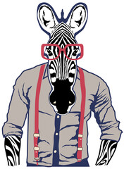 Fototapeta premium zebre chemise bretelle fantaisie lunette design animal