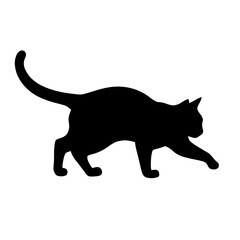 Black Cat Walking Silhouette Vector Illustration Graphic Element Design Icon Animal Outline Minimalist Simple Shape