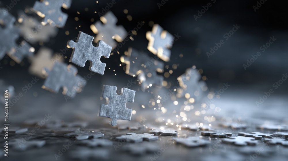 Poster Floating Puzzle Pieces Create a Visual Representation of a Complex Nervous System Structure