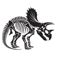 Elegant and enduring – Triceratops skeleton silhouette with accurate Triceratops skeleton vector – dinosaur skeleton silhouette   © Vectorhub