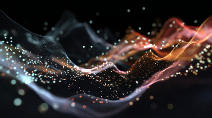 Visionary data flow and transfer on cyber space . 3D rendering computer graphic .