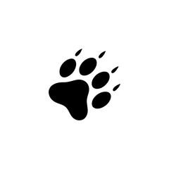 tilted black silhouette of a paw print