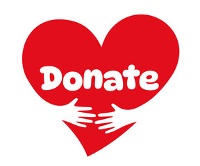 donate ,Two hands embracing a red heart. A symbol of love.