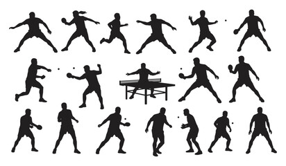 Silhouettes of Players and Table in Action, Capturing the Speed and Excitement of Ping Pong Game Play