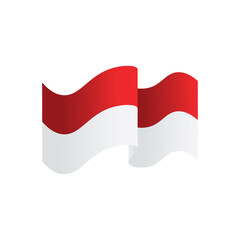 The red and white flag of Indonesia is in the form of waves on a white background.