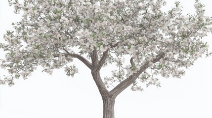 Fototapeta premium Blossoming tree with abundant white flowers.